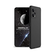 Noktaks - Redmi Note 12 5g Uyumlu Kılıf Parmak İzi Tutmayan Alt Üst Geçmeli 3 Parça Ays Kapak - Siyah - T26498