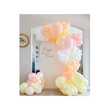 Makaron Pembe Somon Sarı Ve Beyaz Balon Zinciri 100 Adet Mix