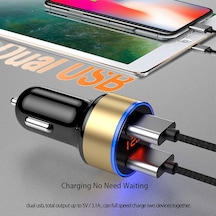 Araç Şarj Cihazı 5 V 3.1a Led Ekranlı Evrensel Çift Usb Telefon Araç Şarj Cihazı Xiaomi Samsung S8 İphone X 8 Artı Tablet Vb Siyah