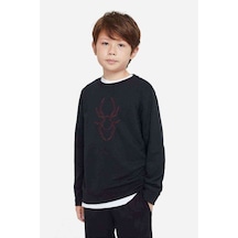 Tshirthane Silhouette Spider Baskılı Unisex Çocuk Siyah Sweatshirt Siyah