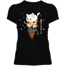 Kedi Dondurma Kadın Tişört