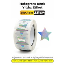 Hologram Renk Yıldız Kesim Etiket 2,5cm 500 Adet Çok Renkli