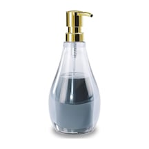 Droplet Sabunluk, Sıvı Sabunluk Ve Bulaşık Deterjanı Dispenseri, 280 Ml Kapasiteli, Akrilik Cam, Banyo Ve Mutfak İçin, Denim Mavisi, Normal Siyah