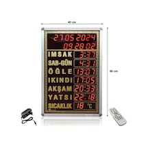 Dijital Cami Saati 40x60 Cm Gold Kumandalı