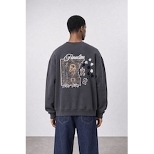 Respire Erkek Finalize Patch Detaylı Oversize Sweatshirt Füme