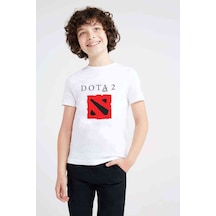 Tshirthane Dota2 Valve Logo Baskılı Unisex Çocuk Beyaz T-Shirt