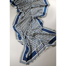 Miorel Scarfs Yeni Sezon Harf Desen Cd Vual İpek Şal Fular Silk Scarfs Shawl Hijab Lacivert