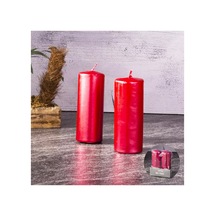 2 Adet Tohana Metalik Kırmızı Mum 2'li 10x4 Cm Çok Renkli