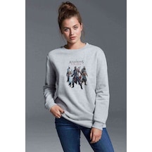 Assasins Creed Baskılı Gri Kadın Sweatshirt (528309063)