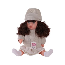 NessiWorld 7959 60 Cm Trikolu Hırkalı Saçlı Büyük Bebek Gri