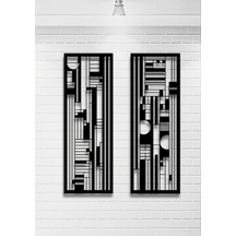Modern Stil 2 Li Metal Duvar Dekoru Seti 75x27