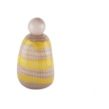 Mikasa Moor Lila Kapaklı Sarı Çizgili Cam Vazo 19x33cm Mürdüm