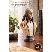 3 Adet Elrond Büst Küçük Polyester Dekoratif Vitrin Büstü, Sergileme Ve Sunum İçin Buste, Mannequin Bust Sarı