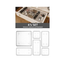 6'lı Çekmece İçi Çok Amaçlı Organizer -kozmetik Takı Makyaj Organizeri Dolap İçi Düzenleyici Şeffaf