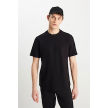 Wrangler Relaxed Fit Dokulu Bas Siyah Erkek Kısa Kol T-shirt Siyah