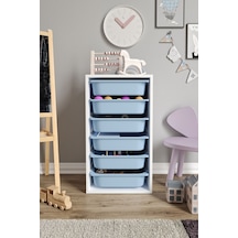 %100 Mdf - Small Mono 6 Sepetli Oyuncak Dolabı Mavi
