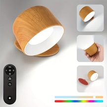 Willowhaven Magnetic Duvar Lambası Wood Color Dokunmatik Gece Lambası 360 Derece Döner Rgb Renk Değişir Uzaktan Kumandalı Beyaz