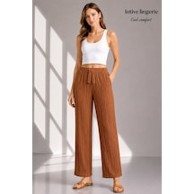Intive Cool Comfort Müslin/waffle Kumaş İç Göstermez Pamuklu Nefes Alabilir Dokulu Yazlık Pantolon Taba Rengi