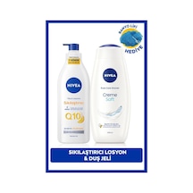 Q10 Sıkılaştırıcı Vücut Losyonu 400ml Ve Creme Soft Kremsi Dokunuş Duş Jeli 500ml, Banyo Lifi Hediye