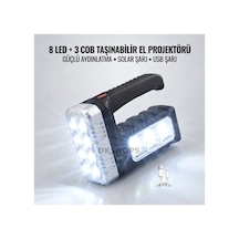 Wt-614 Solar Panelli 11 Ledli El Feneri Işıldak Kamp Lambası Siyah