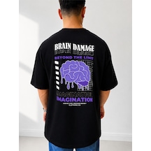 525 Oversize Sırt Baskılı Streetwear Unisex T-shirt Braın Siyah
