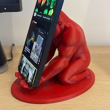 3d Baskı Goril Telefon Tutucu - Kaslı Goril Masaüstü Telefon Standı-kırmızı