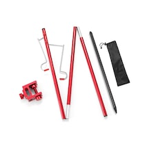 Jeehugo Alüminyum Çıkarılabilir Fener Tutucu, Üç Bölümden Katlanabilir, Masa Kenarı Ve Toprakta Sabitlenir, Kırmızı Renk Çift Kanca + Toprak Çivi Kırmızı