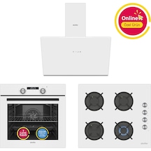 Simfer 4 Fonksiyon Trend Dijital Beyaz Power Turbo 3'lü Ankastre Set (Fırın + Ocak + Davlumbaz)