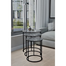 Emga Home Lisa Zigon Sehpa - Antrasit Mermer Siyah