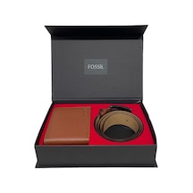 Fossil Taba Cüzdan& 3,5 Cm Hakiki Deri Kemer Seti 120 Cm Taba