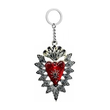 Kalp Kırmızı Gotik Metal Anahtarlık Veya Çanta Süsü Özel Çok Renkli