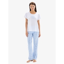 Kadın Pijama Takımı 52027 - Beyaz Beyaz
