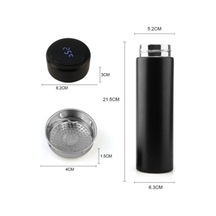 Uv Led Akıllı Vakumlu Yalıtımlı 500 Ml Termos, Smart Cup Led Siyah Siyah