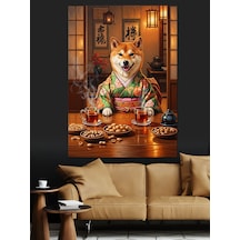 Ahşap Tablo Sushi Yiyen Japon Köpek