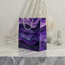 Eczane Hediyelik & Alışveriş Karton Çanta Körüklü Mor Dalgalar 20 x 10 x 23.50 CM 25 Adet