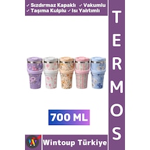 Termos Kamp Outdoor Piknik Sızdırmaz Kapaklı Isı Yalıtımlı Taşıma Kulplu Vakumlu Termos 700 Ml Çok Renkli