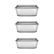 Paşabahçe Frigo Tereyağlık Kahvaltılık Cam Saklama Kabı 3'lü Set Şeffaf