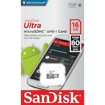 Sandisk Ultra SDSQUNS-016G-GN3MN 16 GB MicroSDHC Class 10 UHS-I Hafıza Kartı