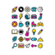 30 Adet Retro Pop İkonlar Sticker Seti - Laptop Telefon Ajanda Çok Renkli
