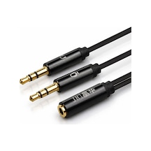 1 Dişi 2 Erkek 3.5mm Aux Kulaklık Ve Mikrofon Ses Ayırıcı Kablo - 1x 3.5mm Dişi To Erkek 2x 3.5mm Siyah