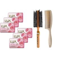 Lux Soft Touch Banyo Sabunu 6 x 80 G + Difaş Saç Fırçası + Tarak