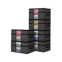 6 Adet Pencereli Yastık Saklama Hurcu - Mega Boy Yorgan Hurç Organizer Düzenleyici - 75 X 40 X Antrasit