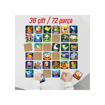 Ahşap Zeka Kartı Eşleştirme Oyunu 72 Parça Sevimli Hayvanlar Türkçe Kartlar