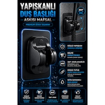 Ymv Yapışkanlı Duş Başlığı Askısı Mafsallı Ayarlanabilir Duş Tutacağı Delme Gerektirmeyen Güçlü Duvar Aparatı Siyah