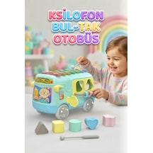 Ksilofon Bul-tak Otobüs - Eğitici Müzikli Şekil Yerleştirme Oyuncağı 5 Fonksiyonlu Beceri Oyuncağı