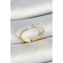 Pirinç Fiyonk Figürlü Zirkon Taşlı Gold Renk Ayarlanabilir Kadın Yüzük 5886 Diğer