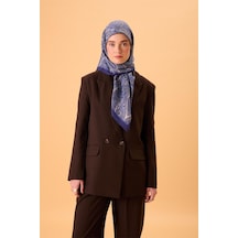 Silk Home Viskon Karışımlı Velora Eşarp Morcivert-mavi Lila Gümüş Desenli Tok Duruşlu 90x90 Çok Renkli