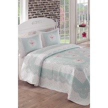 Clara Baskılı Kapitoneli Çift Kişilik Yatak Örtüsü Mavi Mavi