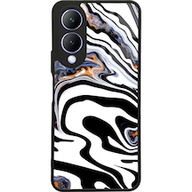 Vivo Y17s Beyaz Mermer Tasarımlı Glossy Telefon Kılıfı Çok Renkli