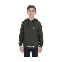 Toontoy Kids Toontoy Erkek Çocuk Oversize Kapüşonlu Cepli Baskılı Sweatshirt - 2 İplik Haki